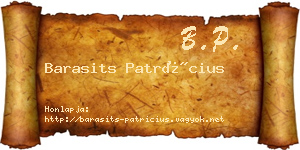 Barasits Patrícius névjegykártya